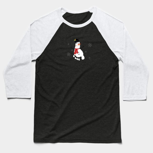 Snowman with baby foot print Baseball T-Shirt by GULSENGUNEL